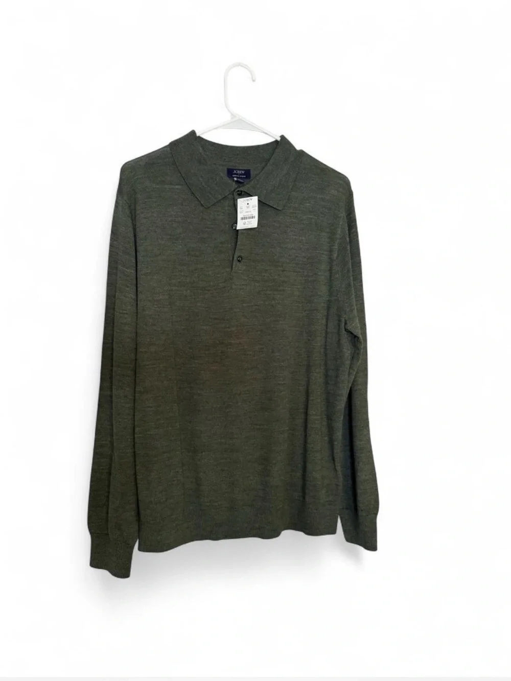 J. Crew Olive Green Merino blend polo sweater
